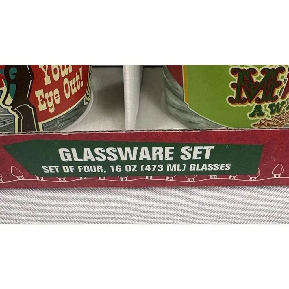 A Christmas Story 4pc 16oz Glass Cup Set
